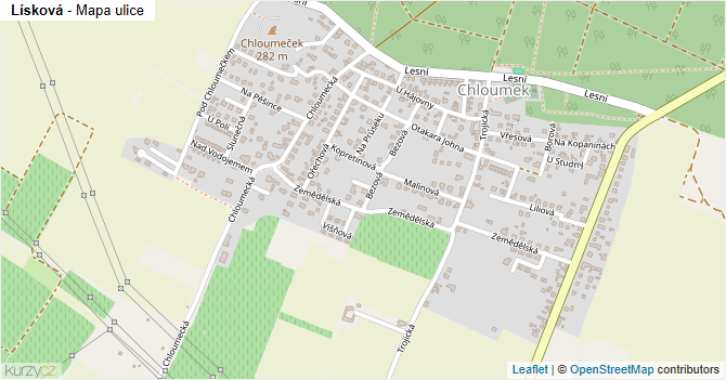 Lísková - mapa ulice