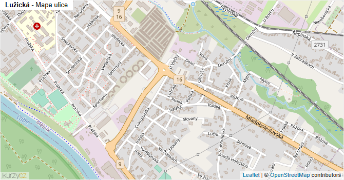 Lužická - mapa ulice