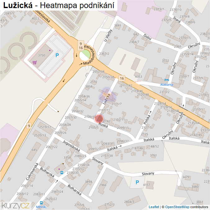 Mapa Lužická - Firmy v ulici.