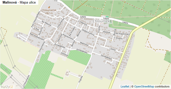 Malinová - mapa ulice