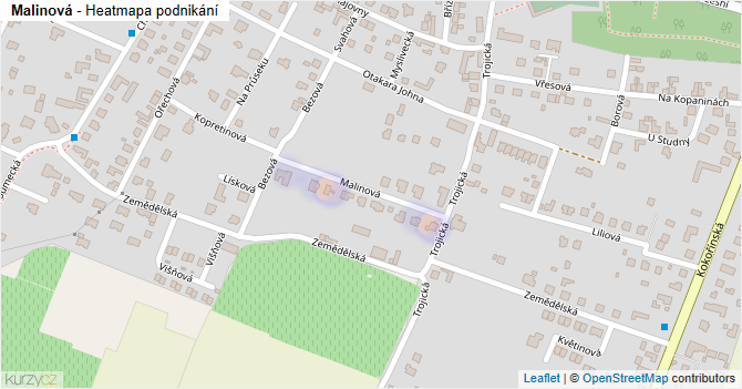 Malinová - mapa podnikání