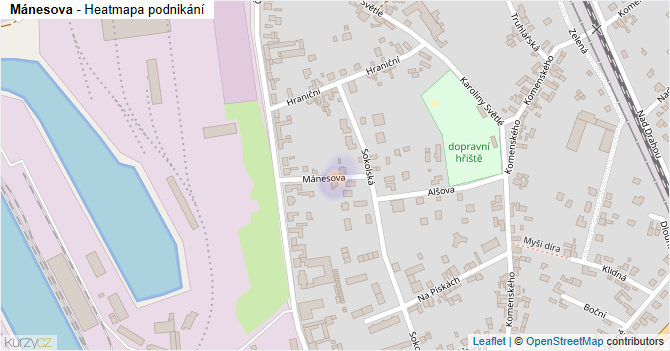 Mánesova - mapa podnikání