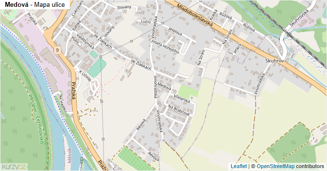 Medová - mapa ulice