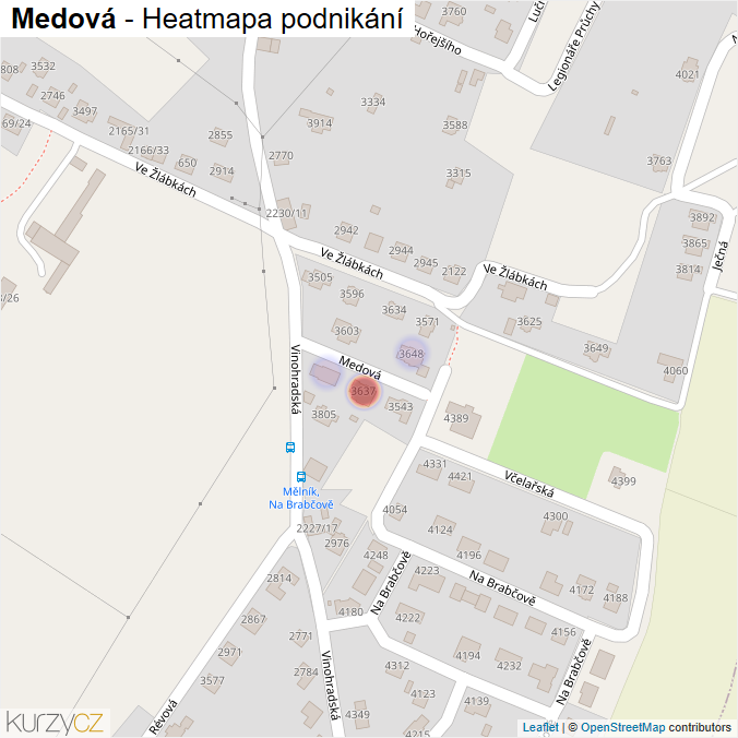 Mapa Medová - Firmy v ulici.
