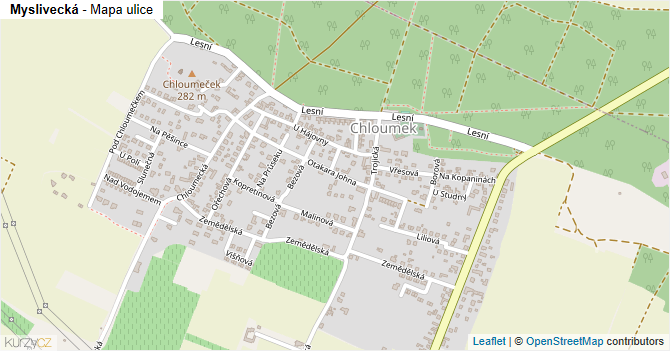 Myslivecká - mapa ulice