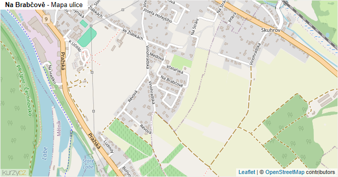 Na Brabčově - mapa ulice