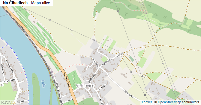 Na Čihadlech - mapa ulice