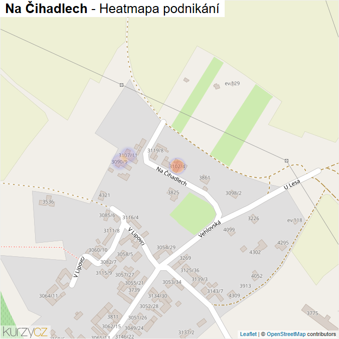 Mapa Na Čihadlech - Firmy v ulici.