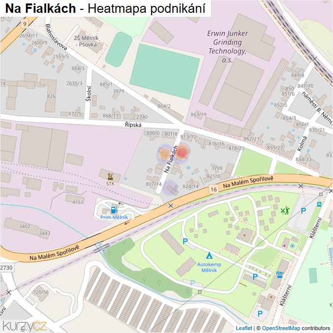 Mapa Na Fialkách - Firmy v ulici.
