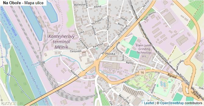 Na Oboře - mapa ulice