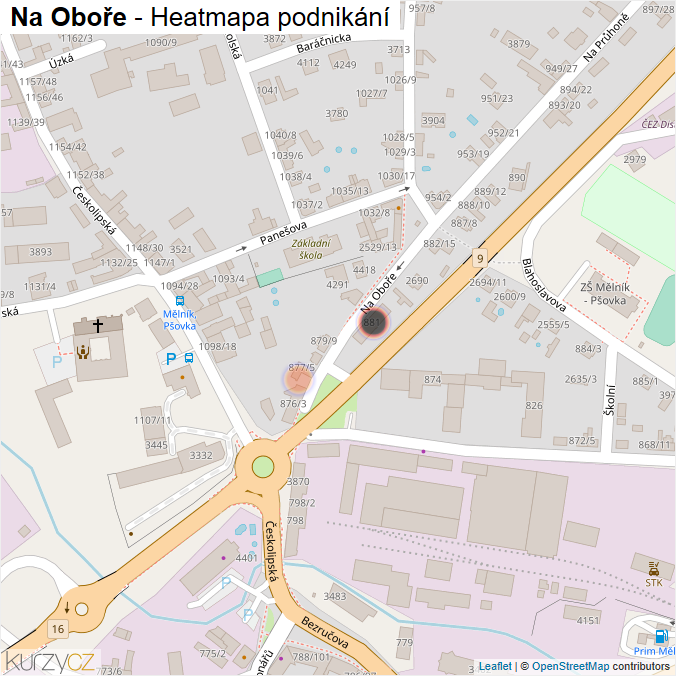 Mapa Na Oboře - Firmy v ulici.