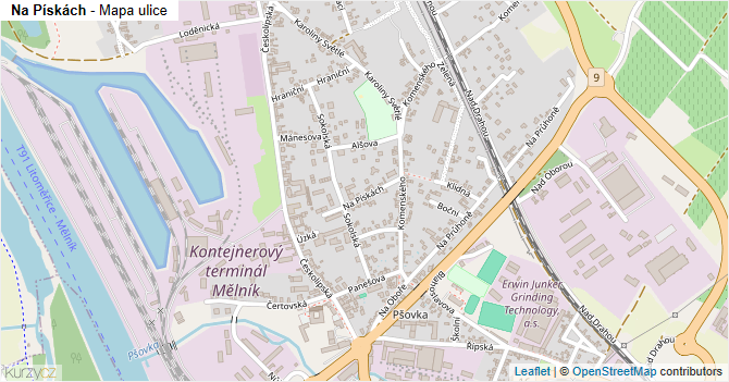 Na Pískách - mapa ulice