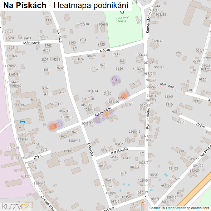 Mapa Na Pískách - Firmy v ulici.