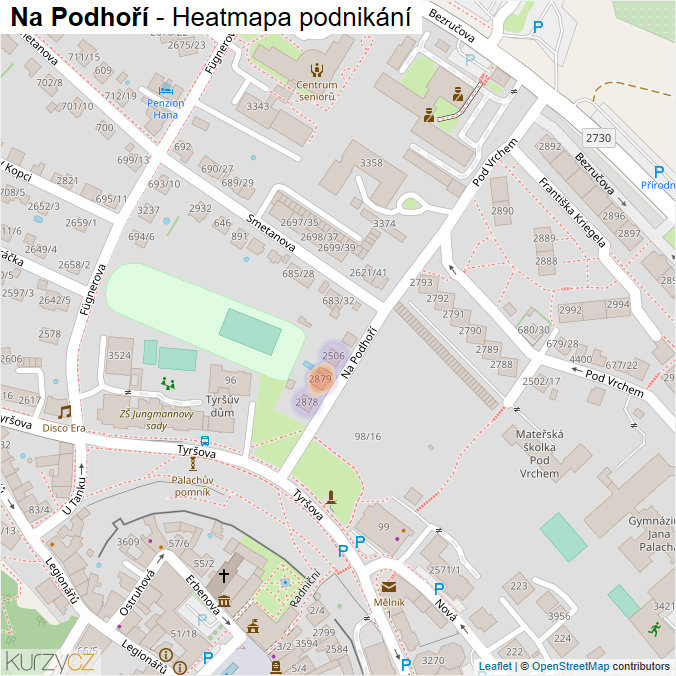 Mapa Na Podhoří - Firmy v ulici.