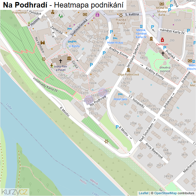 Mapa Na Podhradí - Firmy v ulici.
