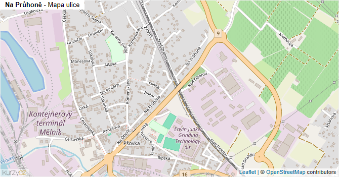 Na Průhoně - mapa ulice