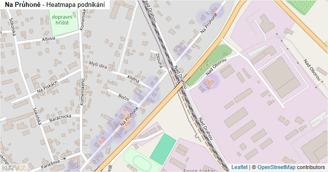 Na Průhoně - mapa podnikání