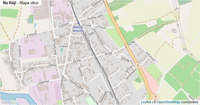 Na Ráji - mapa ulice