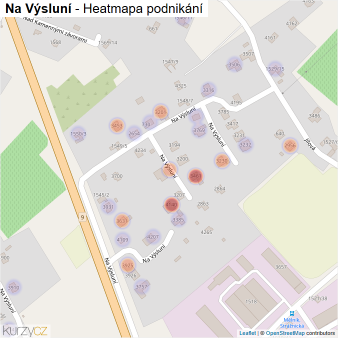 Mapa Na Výsluní - Firmy v ulici.