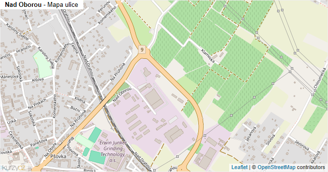 Nad Oborou - mapa ulice