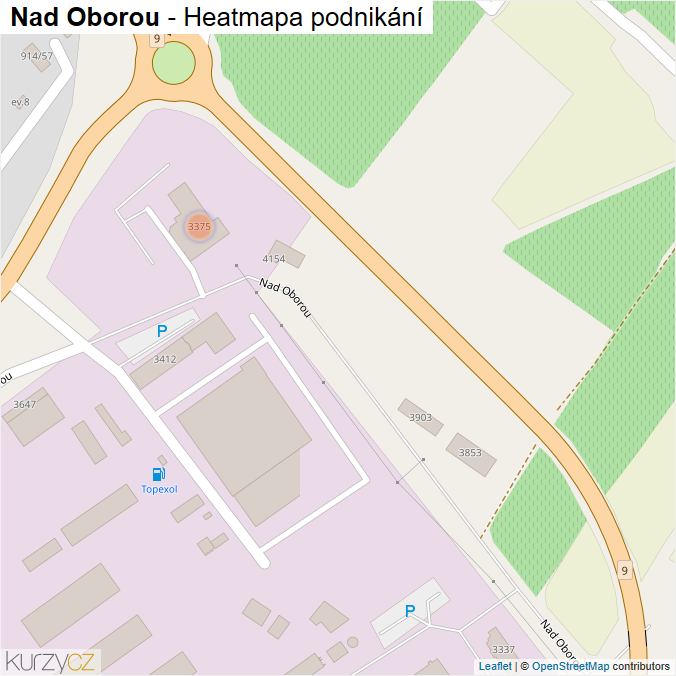 Mapa Nad Oborou - Firmy v ulici.