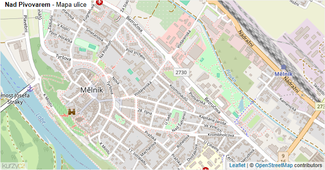 Nad Pivovarem - mapa ulice