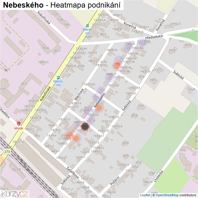 Mapa Nebeského - Firmy v ulici.