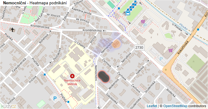 Nemocniční - mapa podnikání