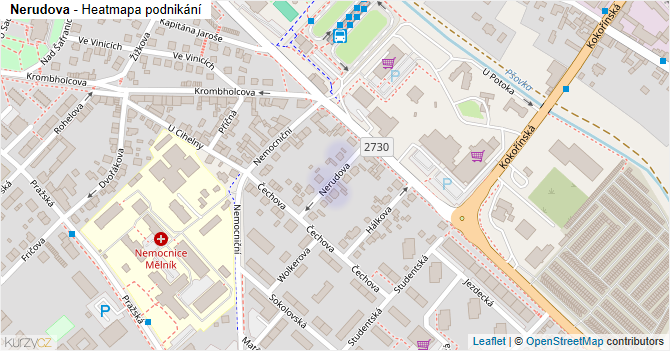 Nerudova - mapa podnikání