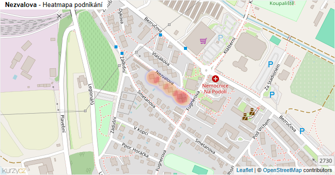 Nezvalova - mapa podnikání