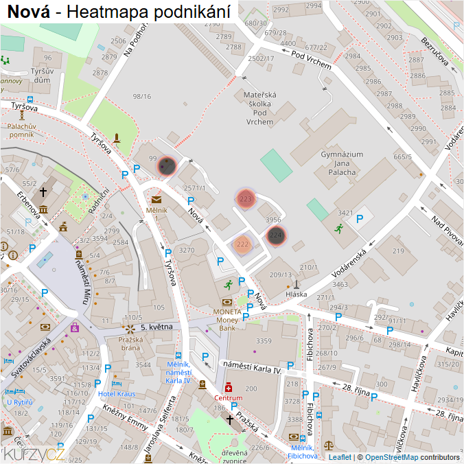 Mapa Nová - Firmy v ulici.