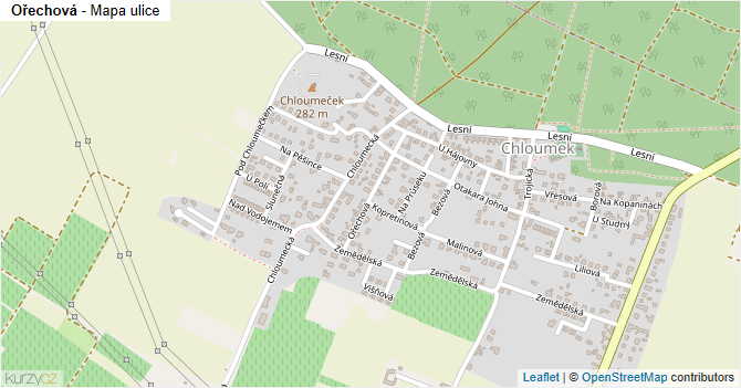 Ořechová - mapa ulice