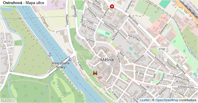 Ostruhová - mapa ulice