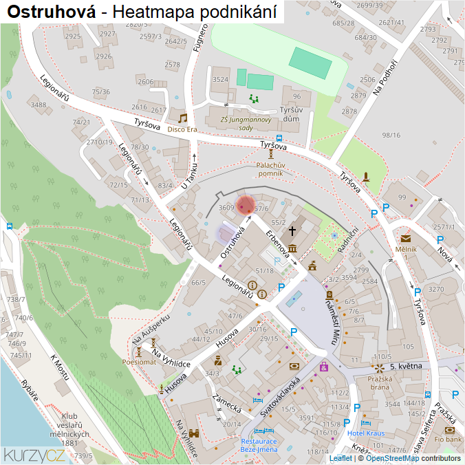 Mapa Ostruhová - Firmy v ulici.
