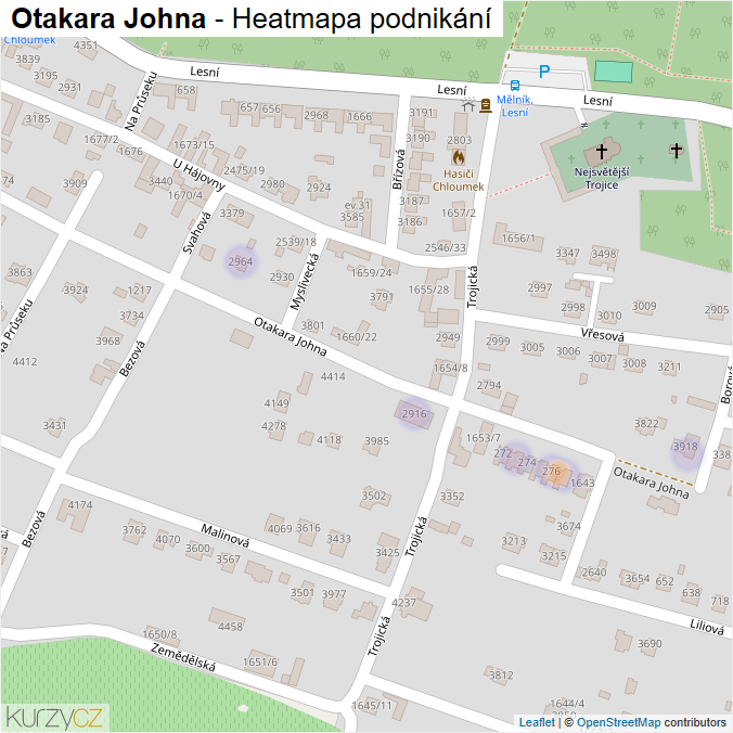 Mapa Otakara Johna - Firmy v ulici.