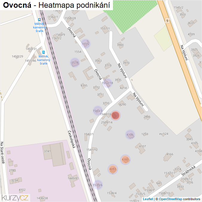 Mapa Ovocná - Firmy v ulici.
