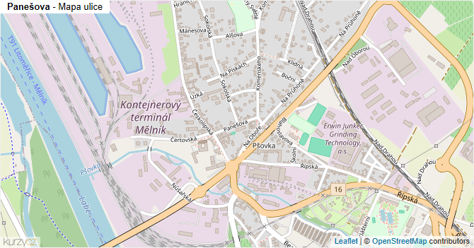 Panešova - mapa ulice