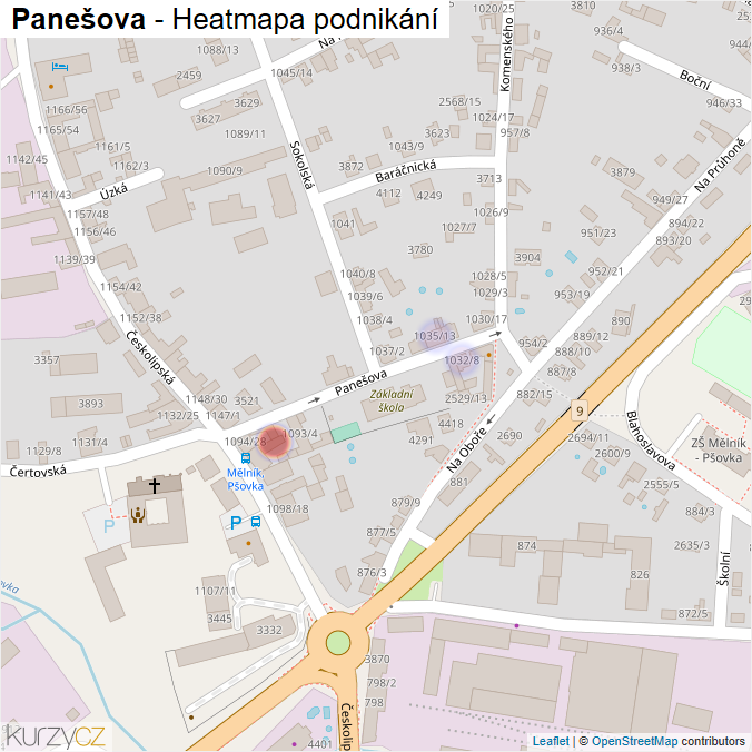 Mapa Panešova - Firmy v ulici.