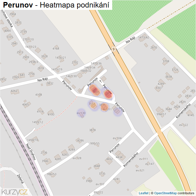 Mapa Perunov - Firmy v ulici.