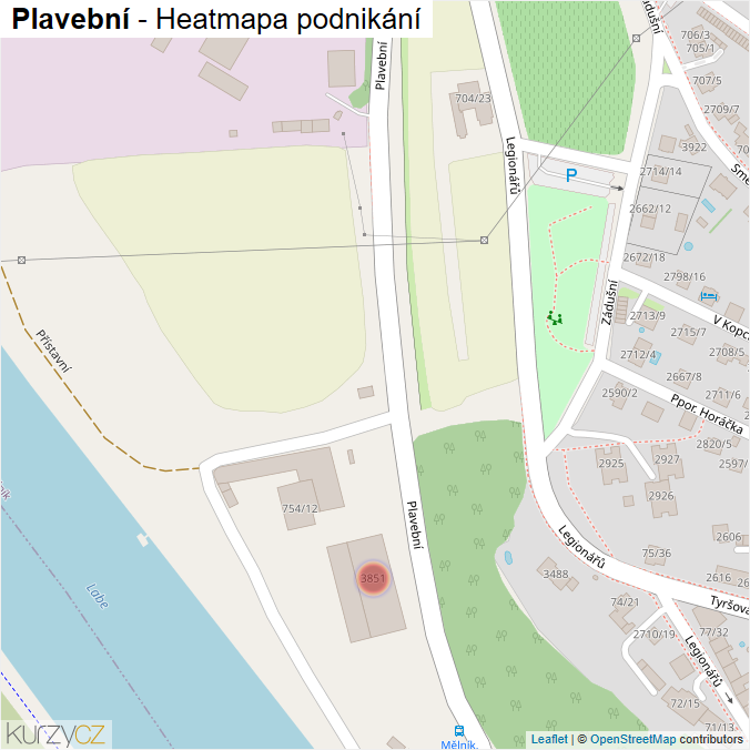 Mapa Plavební - Firmy v ulici.