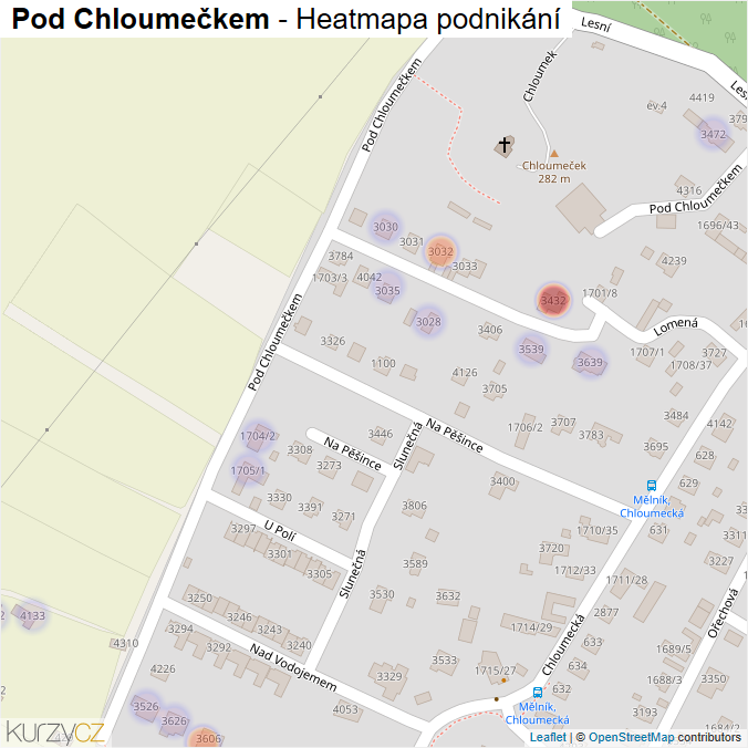 Mapa Pod Chloumečkem - Firmy v ulici.