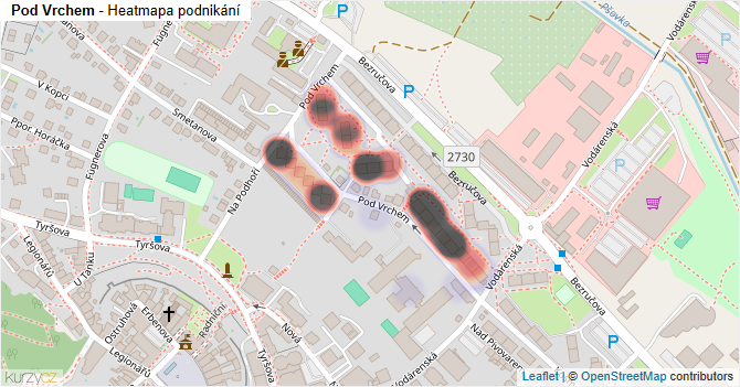 Pod Vrchem - mapa podnikání