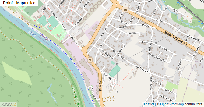 Polní - mapa ulice