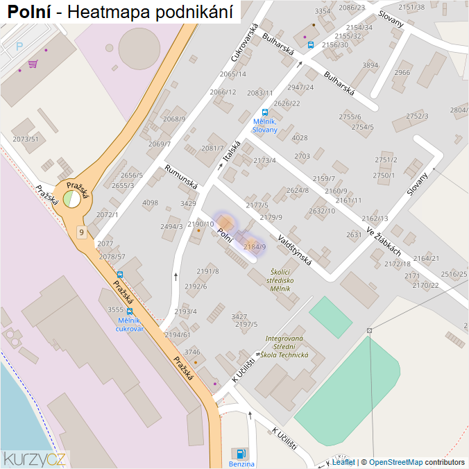 Mapa Polní - Firmy v ulici.
