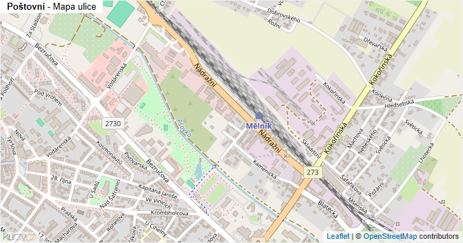 Poštovní - mapa ulice