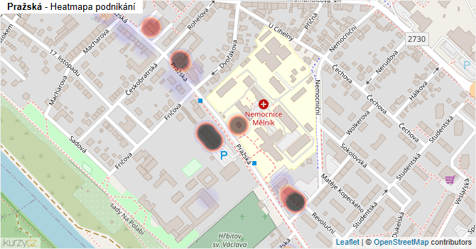 Pražská - mapa podnikání