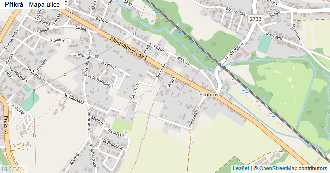 Příkrá - mapa ulice