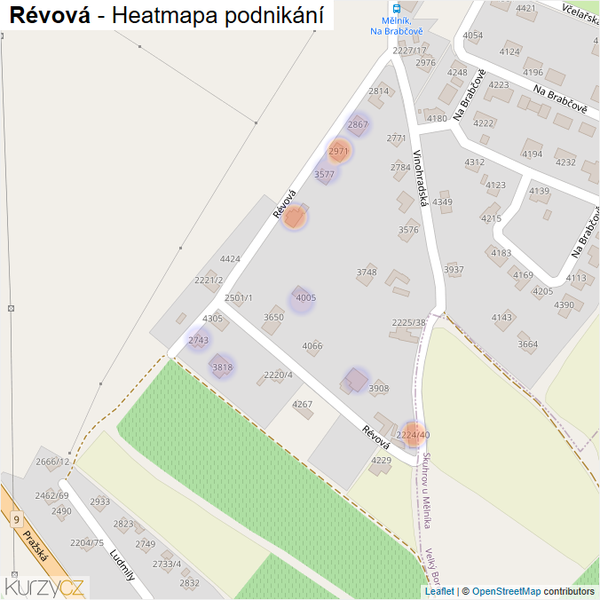 Mapa Révová - Firmy v ulici.
