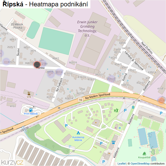 Mapa Řípská - Firmy v ulici.
