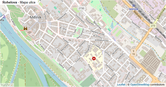 Rohelova - mapa ulice